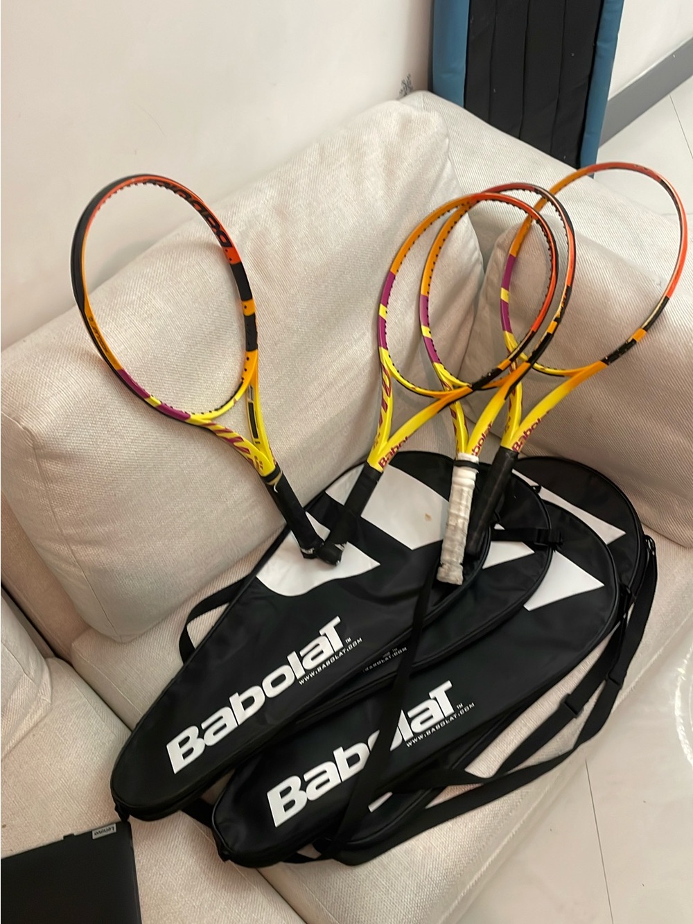 Babolat Yellow & Orange Tennis Racket 3-Pack with Covers